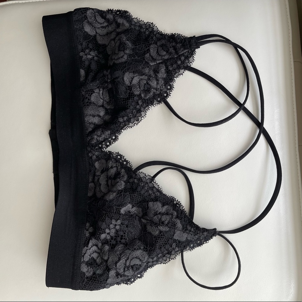 Two black lace bralettes